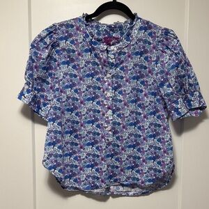 J. Crew Liberty Blue & Purple Floral Blouse- Medium